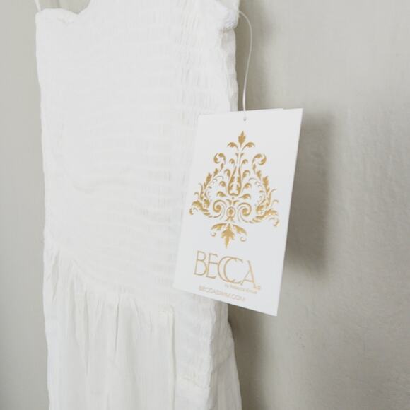 NEW Becca Swim White Ponza White Smocked One-Shoulder Swim Cover-Up Dress - Picture 7 of 11